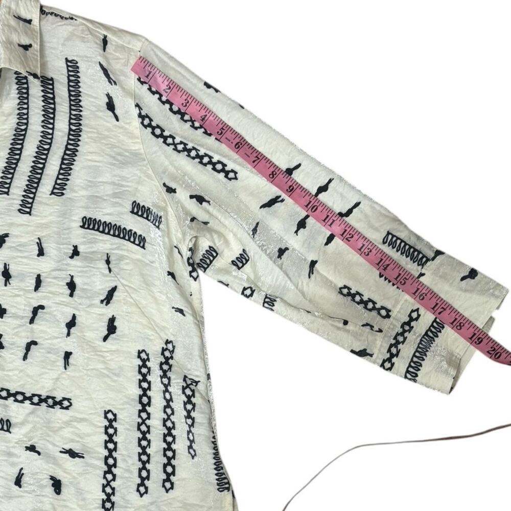Multiples Women's Novelty Print Collared Button-Front Shimmer Shirt Sz XL Petite - Picture 5 of 9
